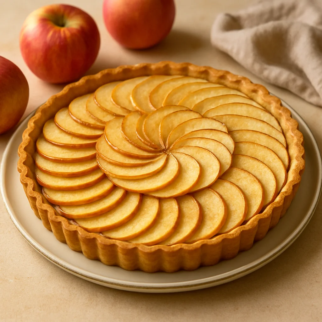 A French Apple Tart with a Crisp Almond Base