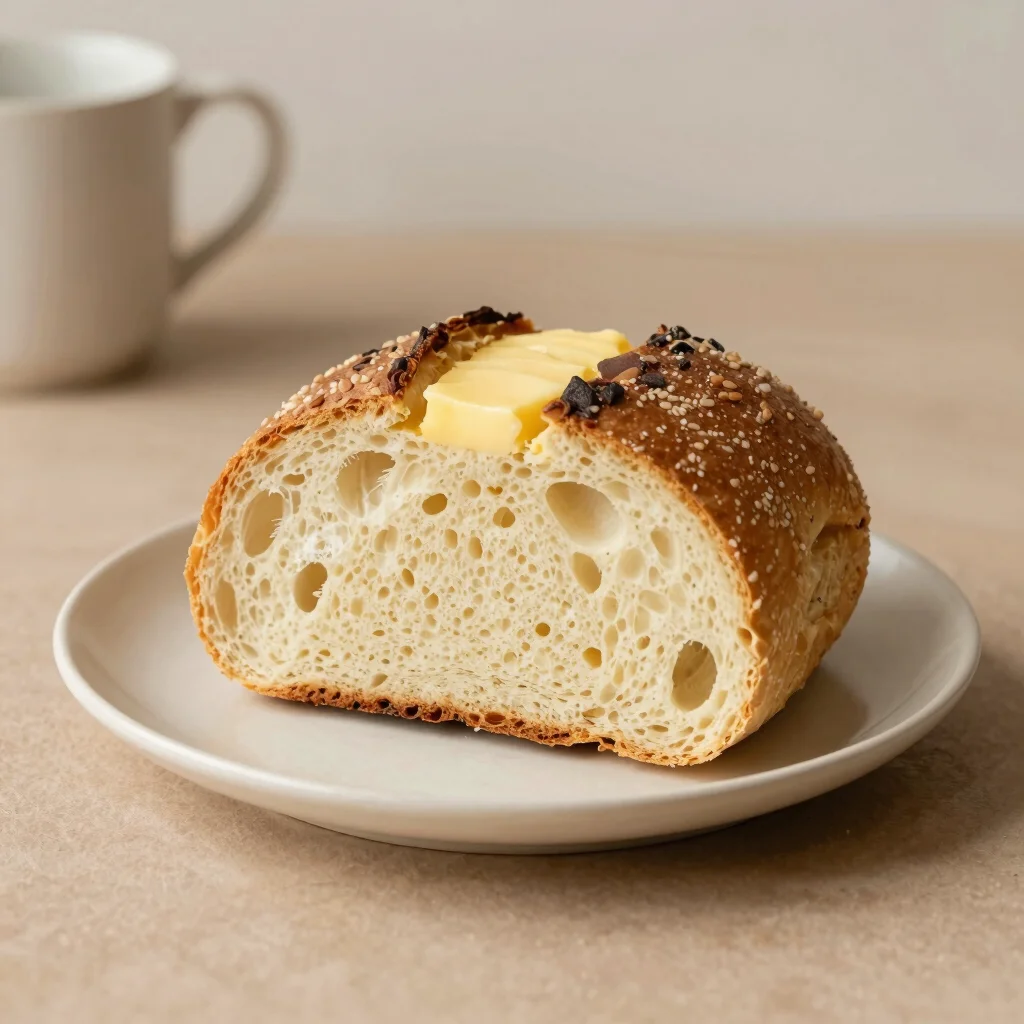 Freshly baked butter brioche loaf sliced open to show an airy cru